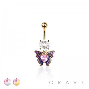 316L SURGICAL STEEL WAVY BUTTERLFY BELLY BUTTON NAVEL RING 